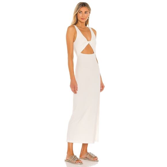 L Space Dresses & Skirts - L SPACE Nico Ribbed Midi Dress With Twist Front And Slit Side Cream $132 Size M
